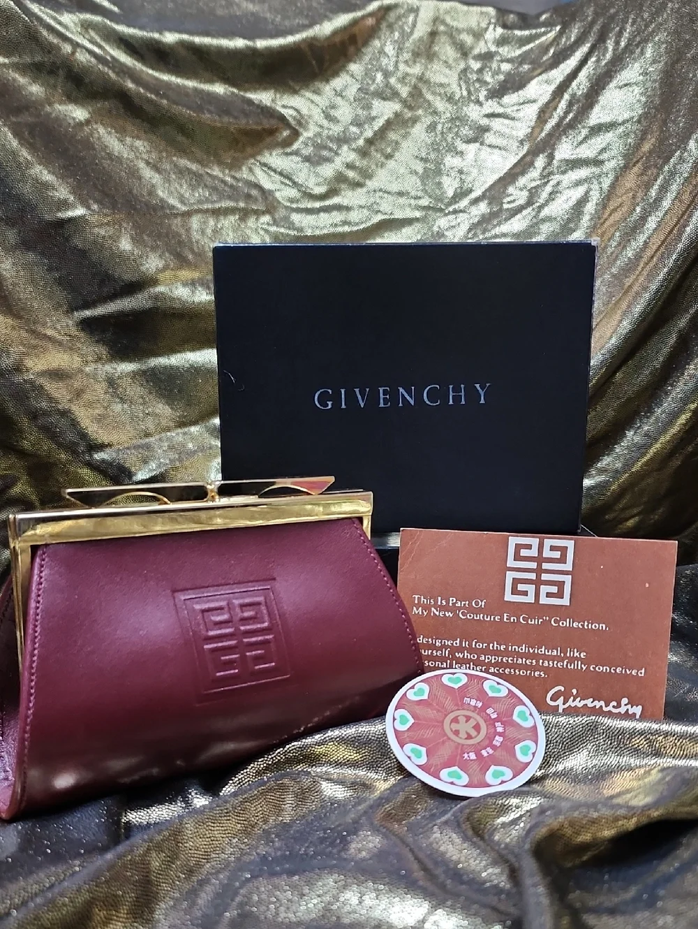 Givenchy Women's Burgundy Leather Frame Kiss Clasp Bag
